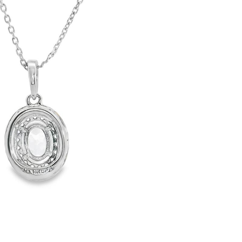 SS & Gold Plated Created White Sapphire Pendant