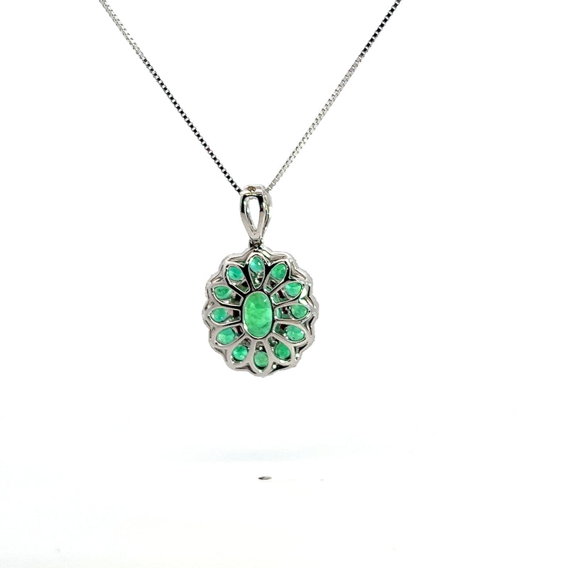 14K WG Emerald & Diamond Penda