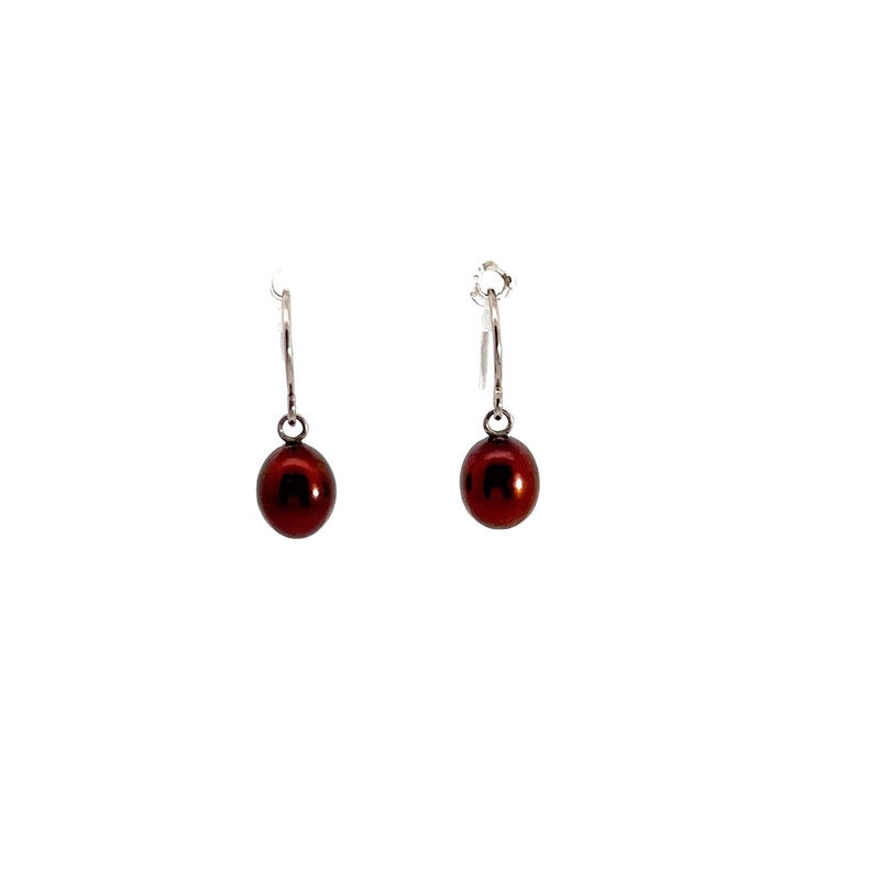 Sterling Silver Black Red Drop Earrings