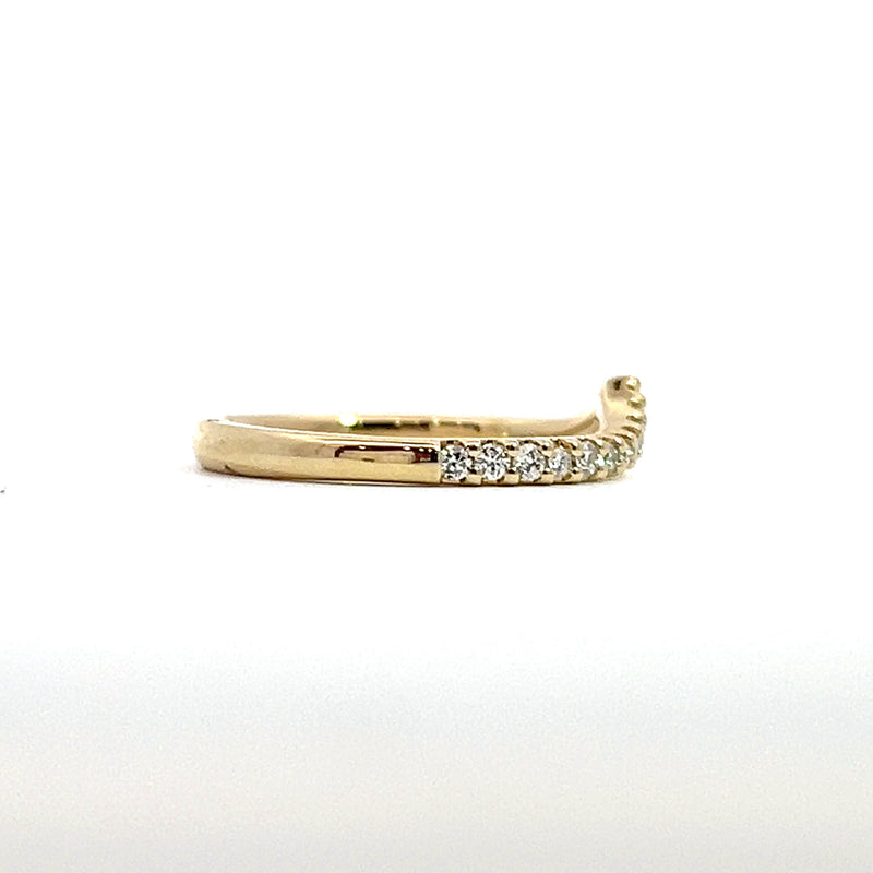 14K YG Curved Diamond Band