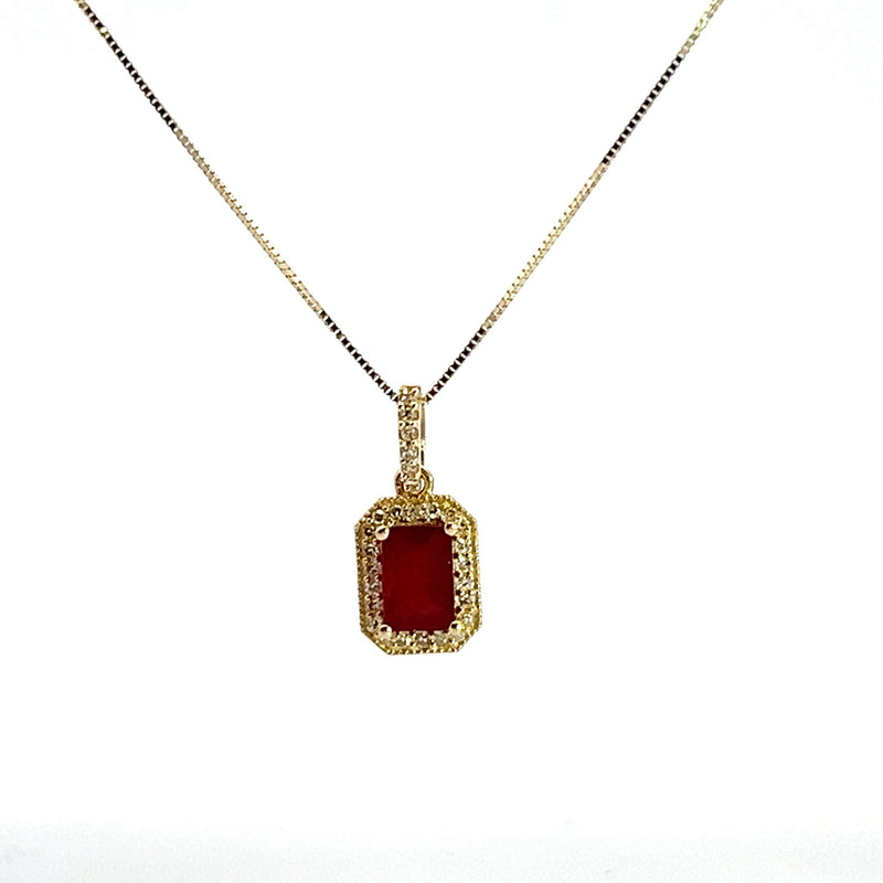 14K YG Ruby & Diamond Pendant