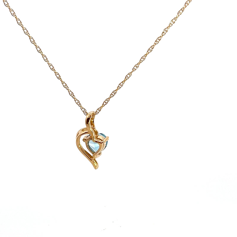 14K YG Blue Topaz Pendant