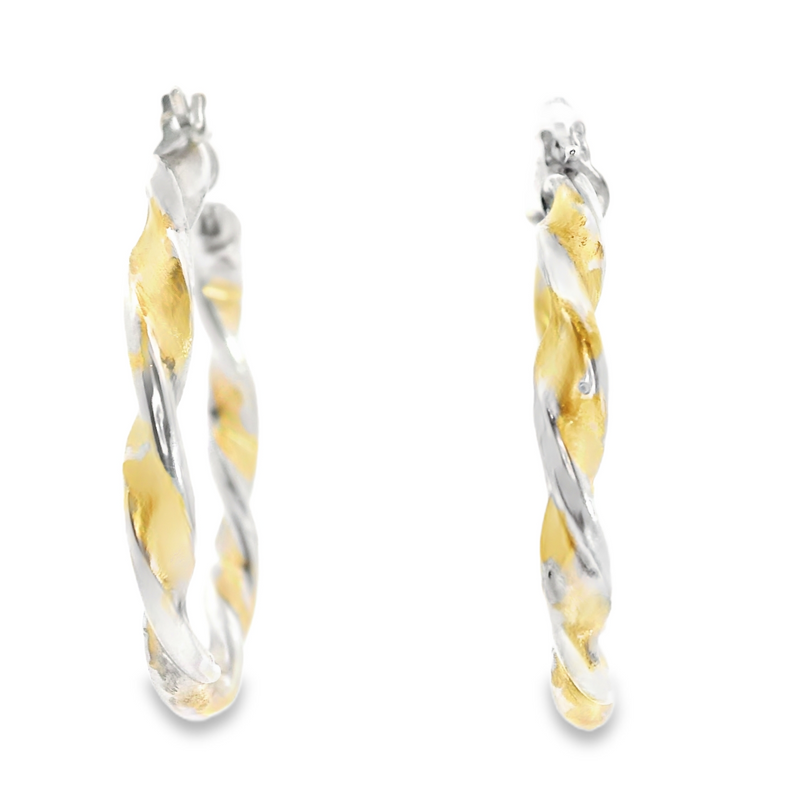 14K TT Twisted Hoops
