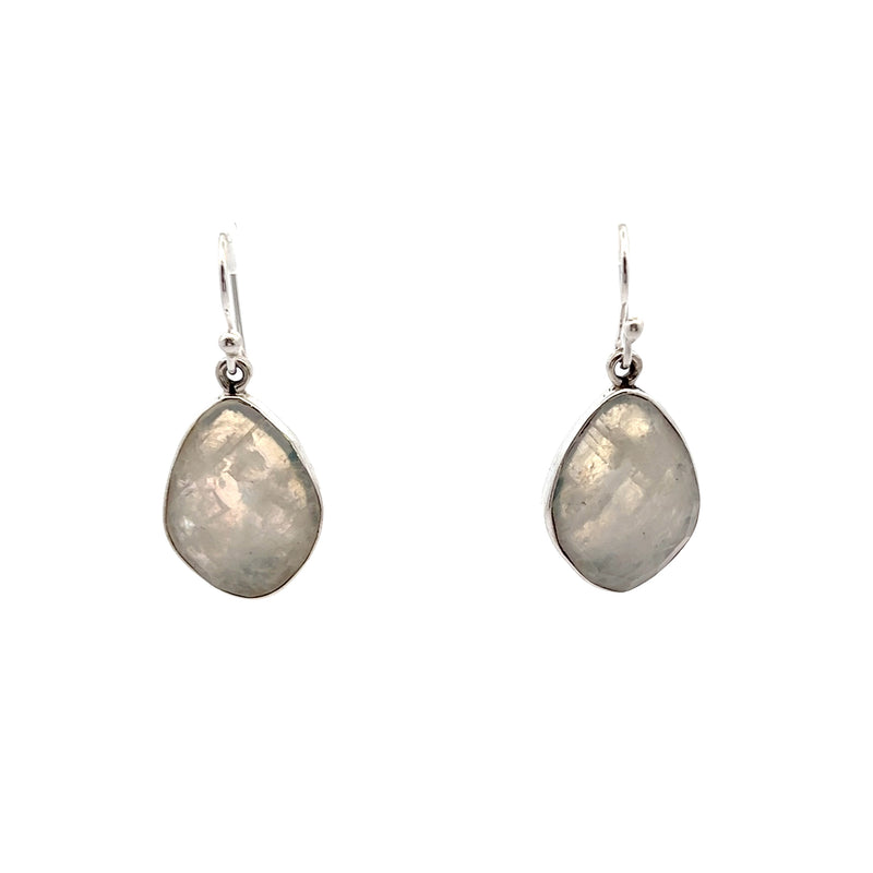 Sterling Silver Faceted Moonstone Earrings