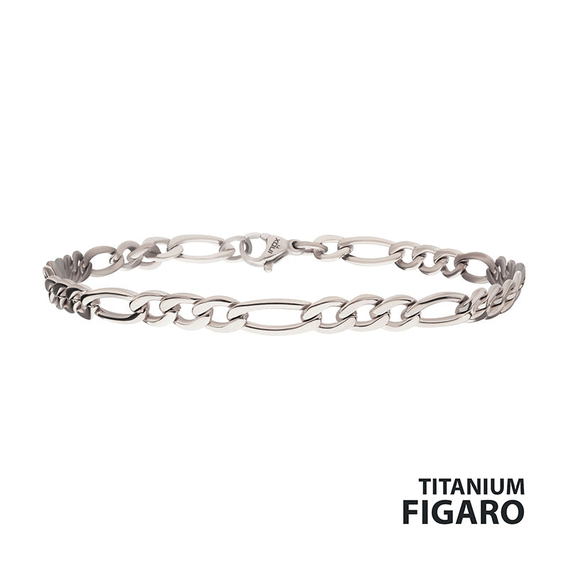 4.7mm Titanium Figaro Chain Bracelet 8.5"
