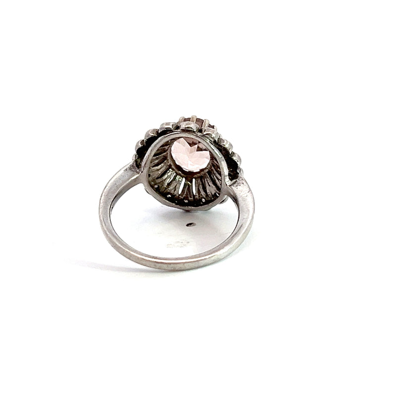 Sterling Silver Morganite & Diamond Ring