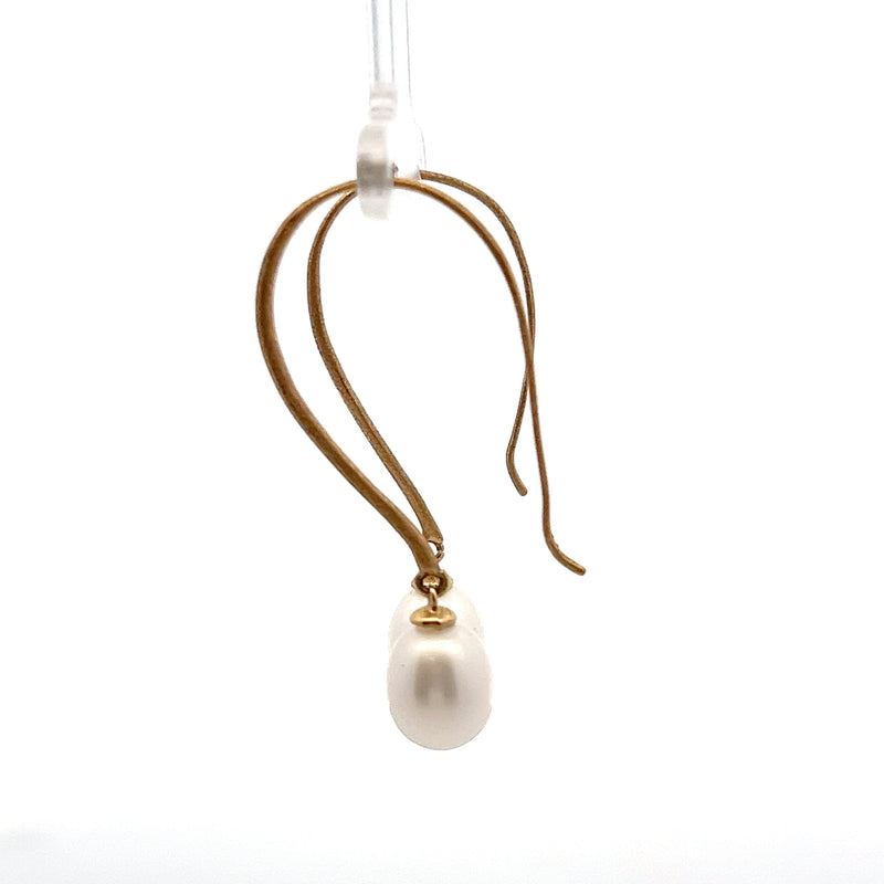 14K YG Pearl Drop Earrings