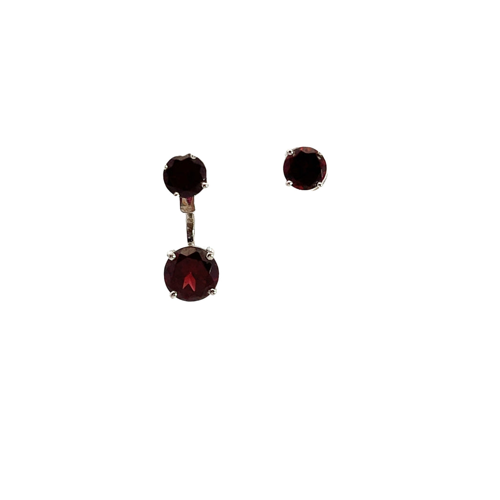 Sterling Silver Garnet Earrings with Removable Jacket