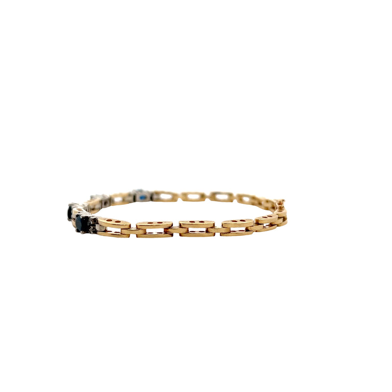 14K YG Sapphire & Diamond Tennis Bracelet