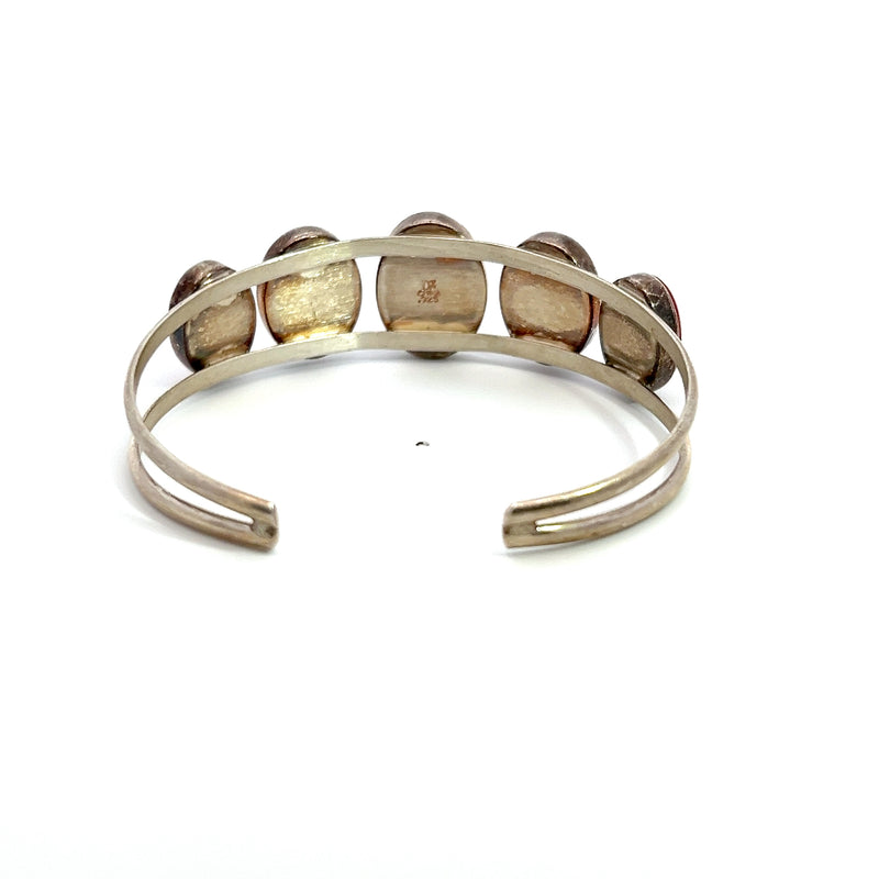 Sterling Silver 5 Stone Red Turquoise Cuff Bracelet