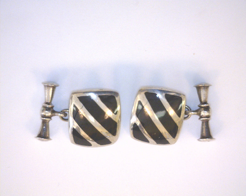 STERLING SILVER ONYX CUFF LINK