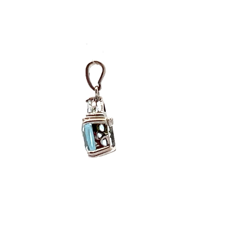 10K WG Blue Topaz Pendant