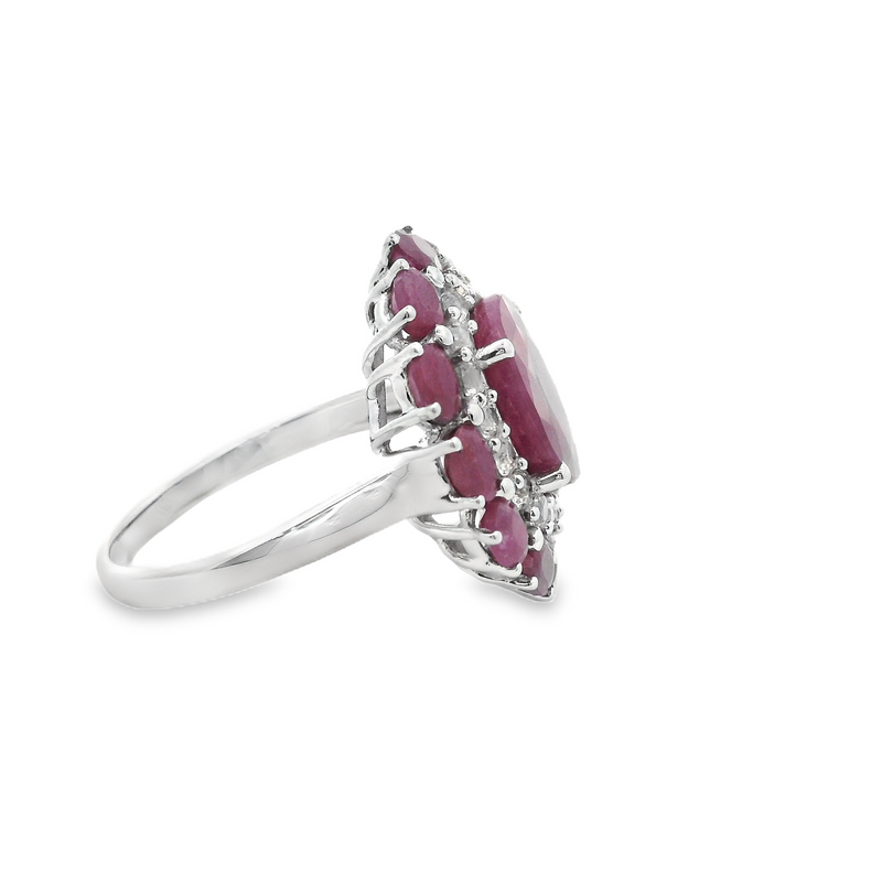Sterling Silver Ruby & White Sapphire Ring