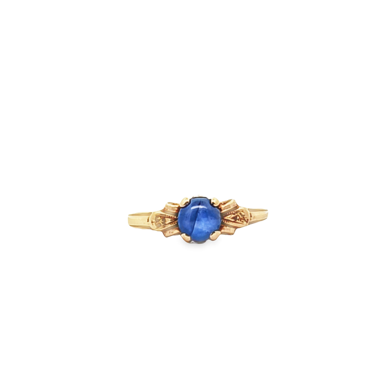 14K YG Star Sapphire & Diamond Ring