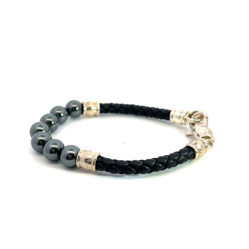 JAI by John Hardy Leather & Hematite Bracelet 7"