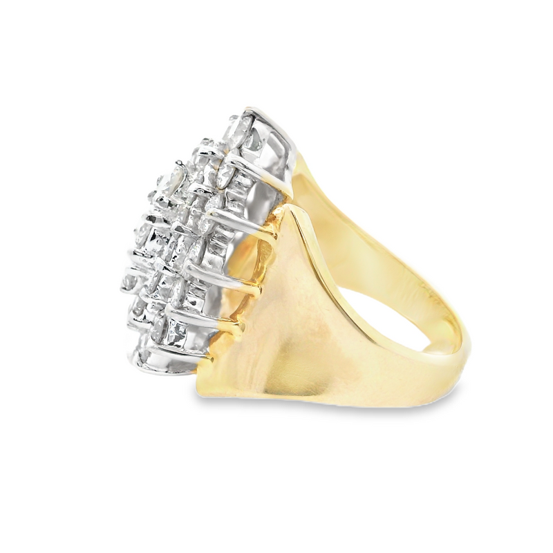 14K YG Cluster Diamond Ring