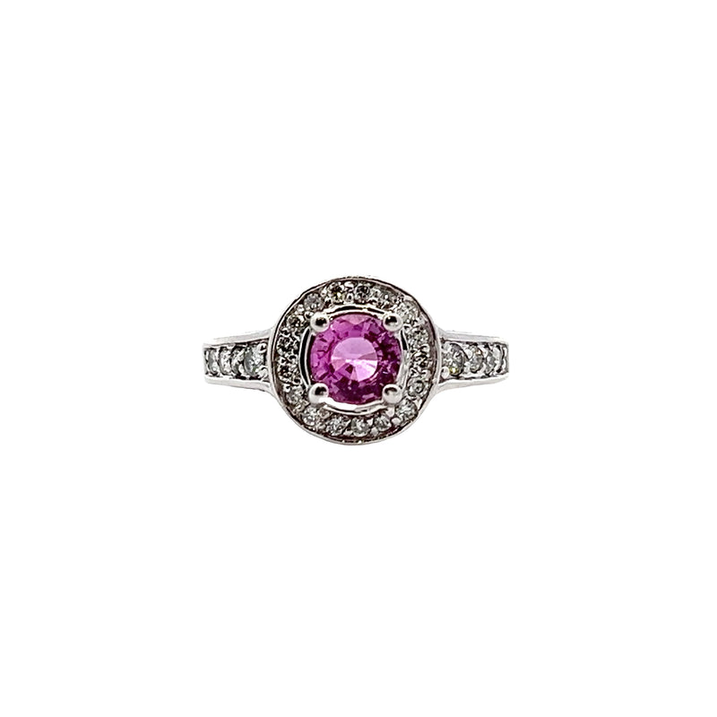 14K WG Pink Sapphire & Diamond Ring