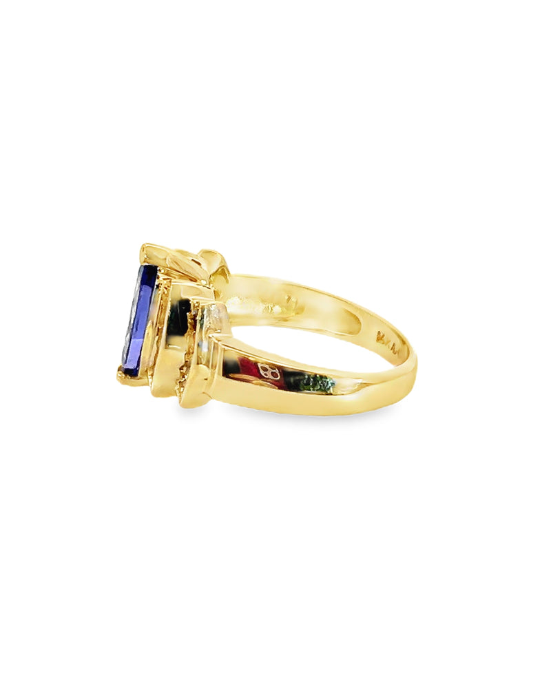 14K YG Tanzanite & Diamond Ring