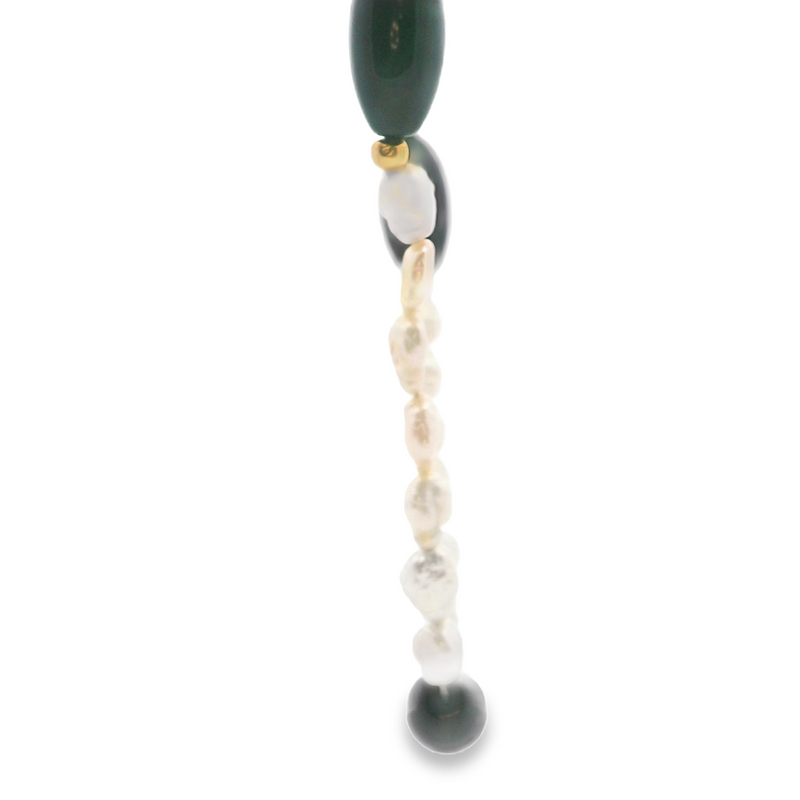 Keshi Pearl & Onyx Necklace with 14K YG Clasp 20"