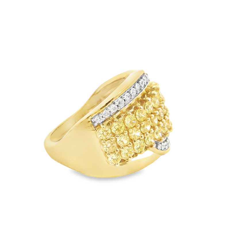 Yellow Gold Plated Sterling Silver CZ Ring