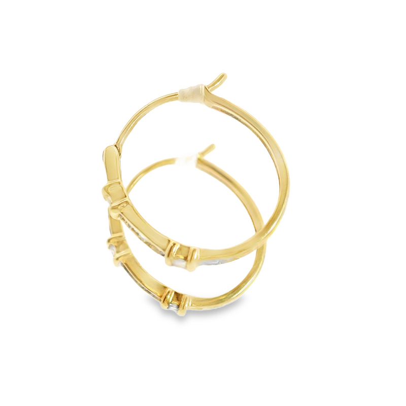 14K YG Diamond Hoop Earrings