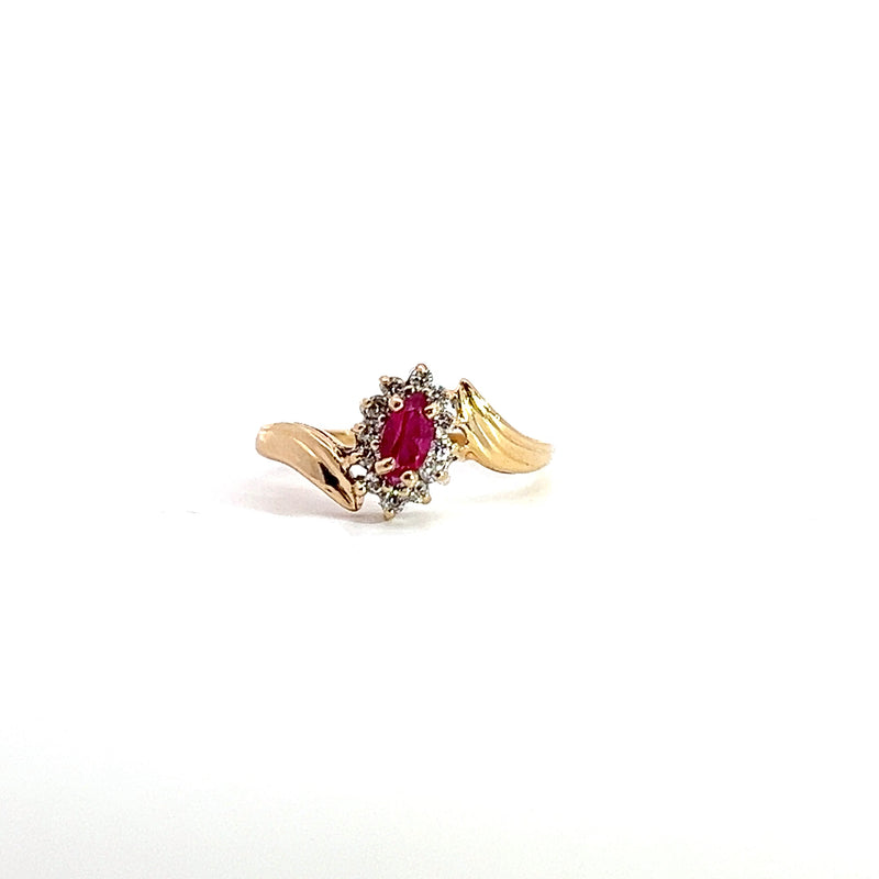 14K YG Ruby & Diamond Ring