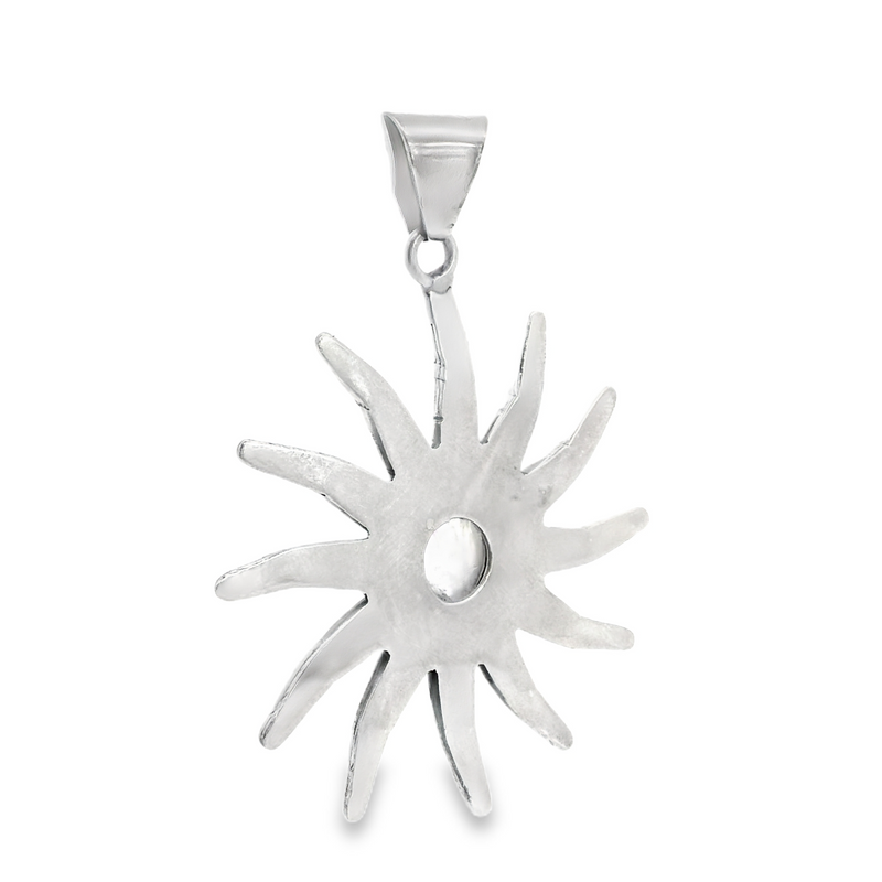 Sterling Silver Rainbow Moonstone Starburst Pendant