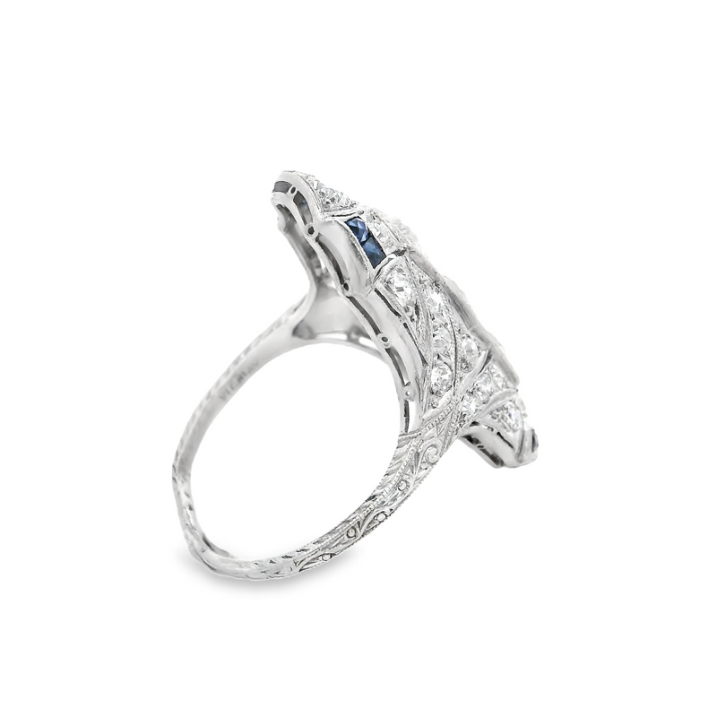 Vintage Platinum Sapphire & Diamond Ring