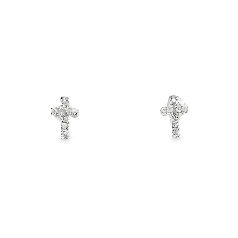 10K WG Cross Diamond Earrings