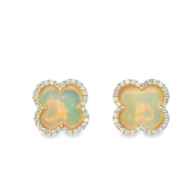 14K YG Opal & Diamond Earrings