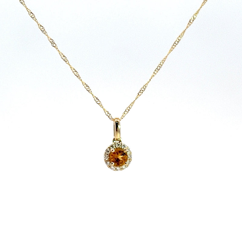 14K YG Golden Tourmaline & Diamond Pendant