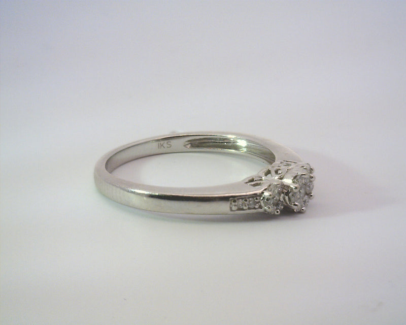 10K WG 3 STONE DIAMOND RING