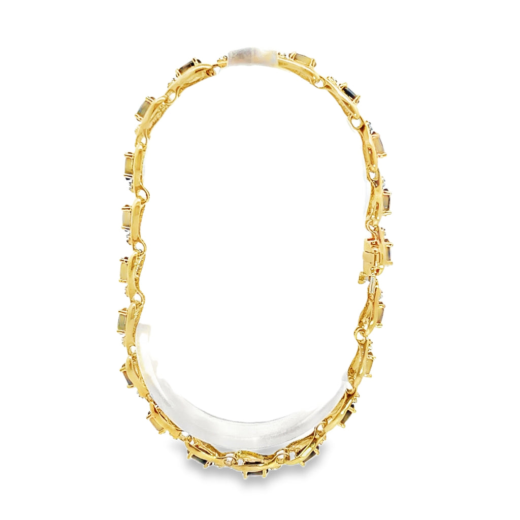 10K YG Sapphire & Diamond Tennis Bracelet