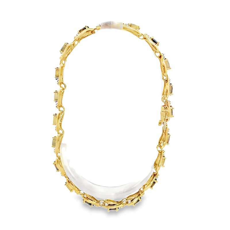 10K YG Sapphire & Diamond Tennis Bracelet