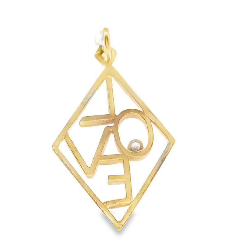 14K YG "LOVE" Diamond Pendant