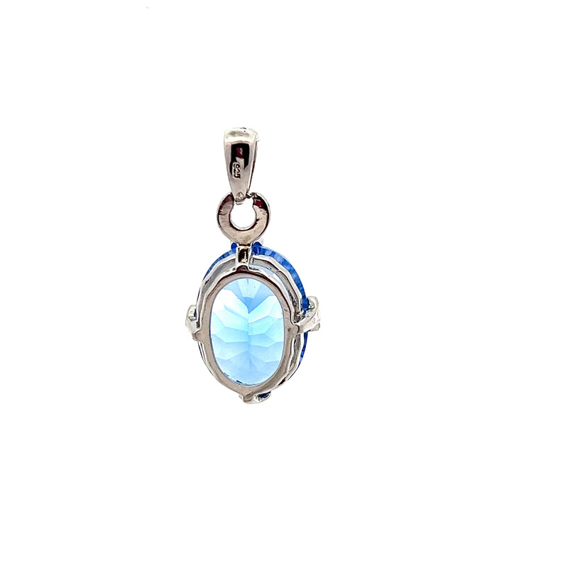 Sterling Silver Blue Glass Pendant