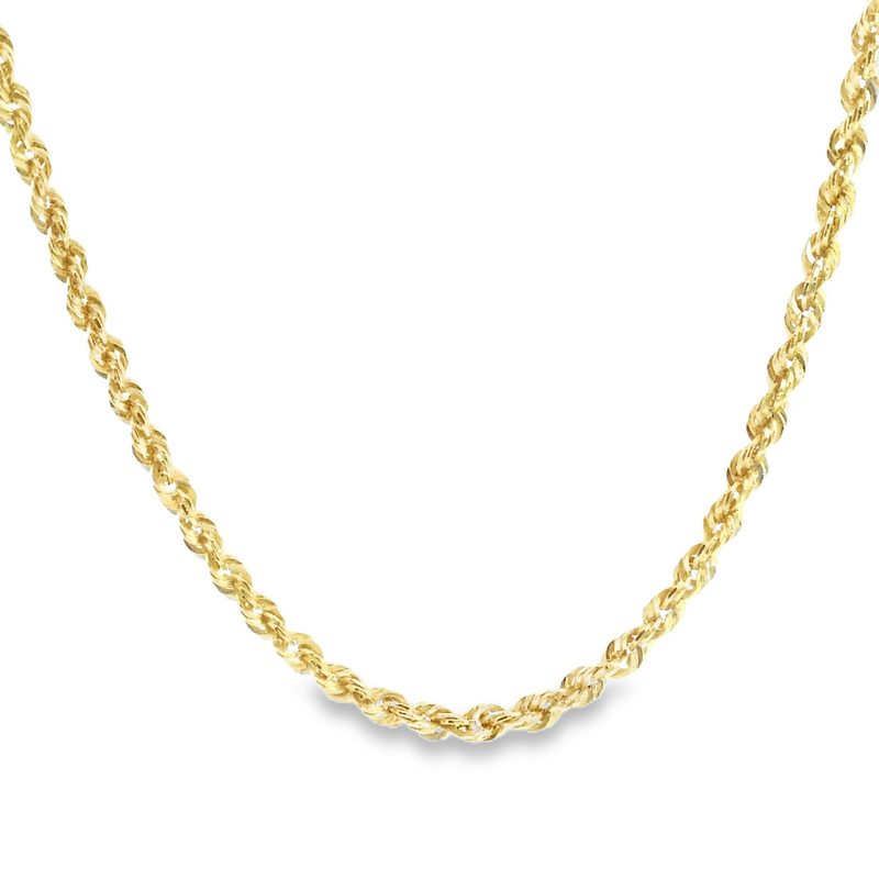 14K YG Diamond Cut Rope Chain