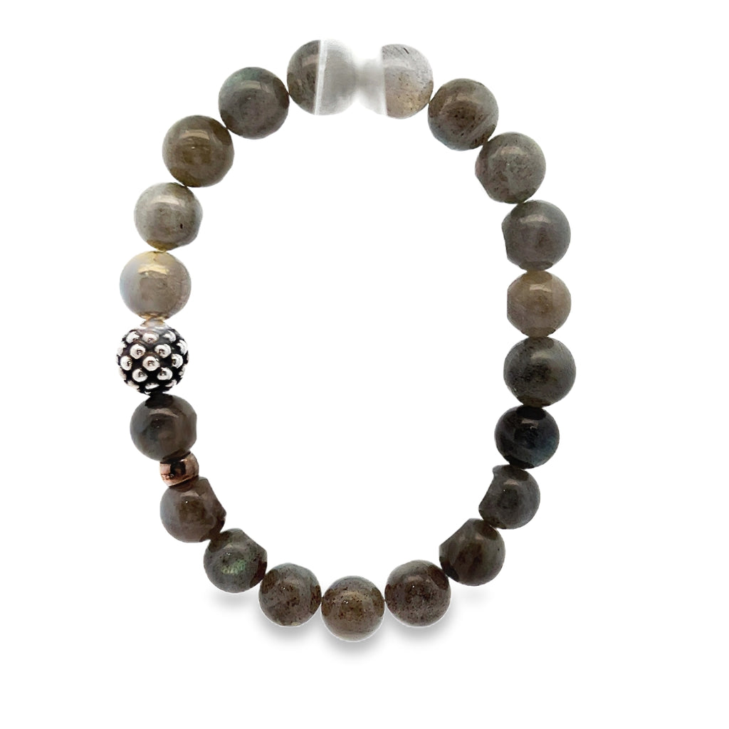 Lagos Caviar Sterling Silver Labradorite Stretchy Bead Bracelet