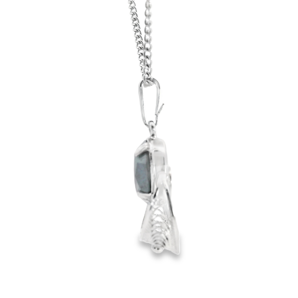 Sterling Silver Hematite Pendant and 16" Link Chain