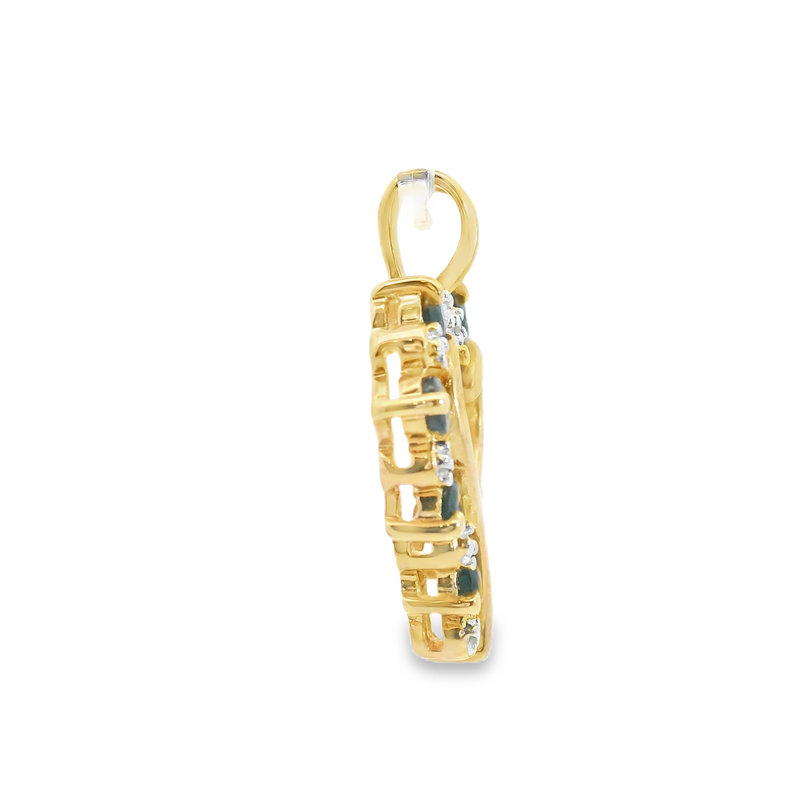 Sterling Silver & Gold Plated Sapphire & Diamond Heart Shape  Pendant