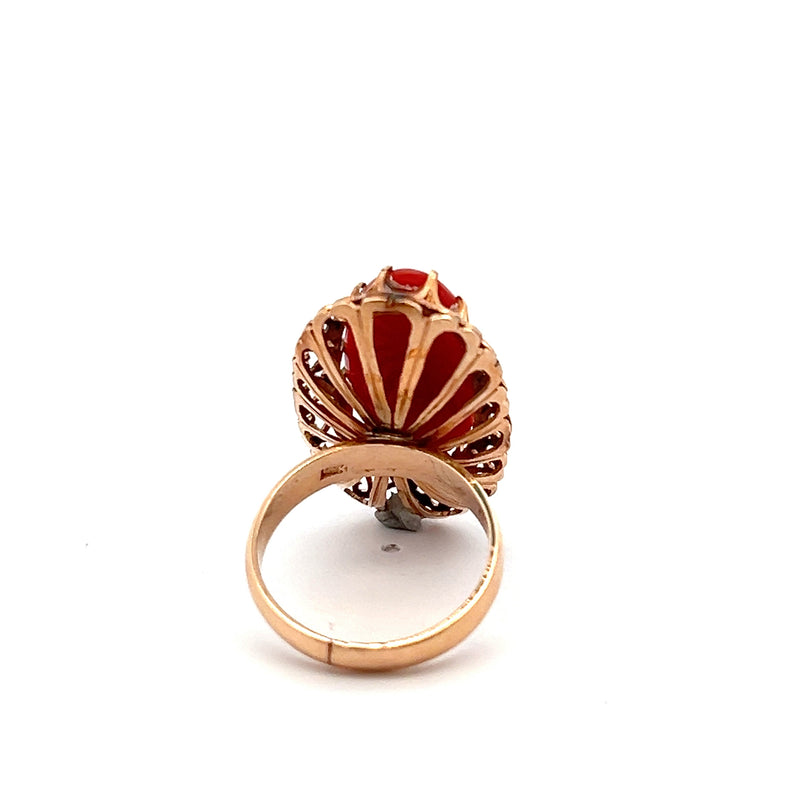 14K YG Coral Ring