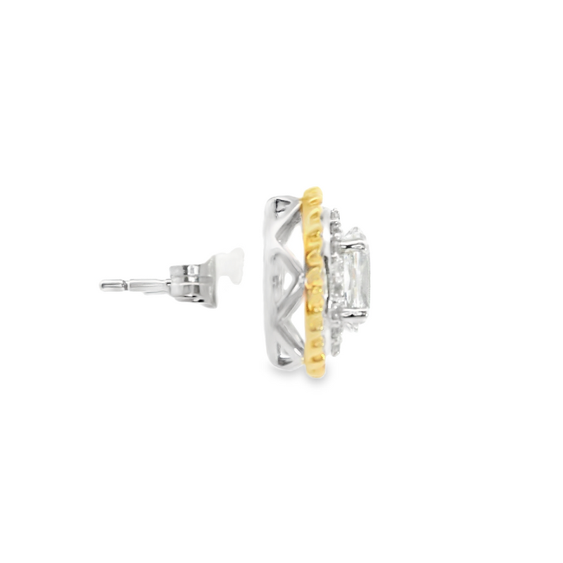 SS & Gold Plated Created White Sapphire Earrings