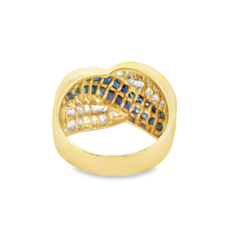 18K YG Sapphire & Diamond Wide Band