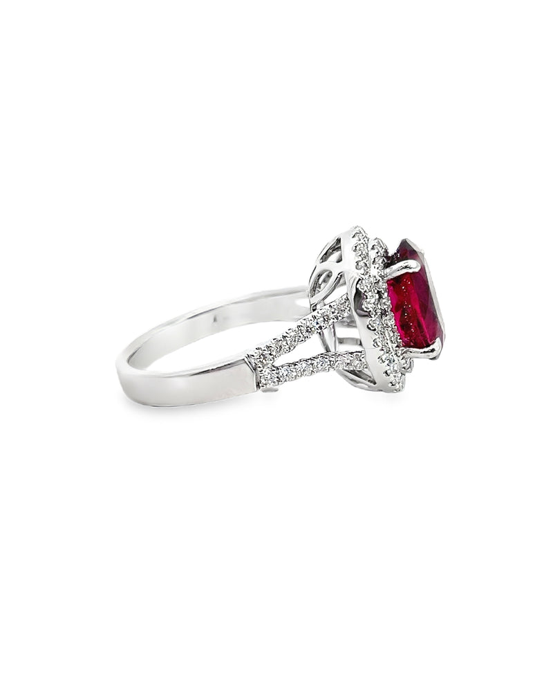18K WHITE GOLD TOURMALINE/DIAMOND RING