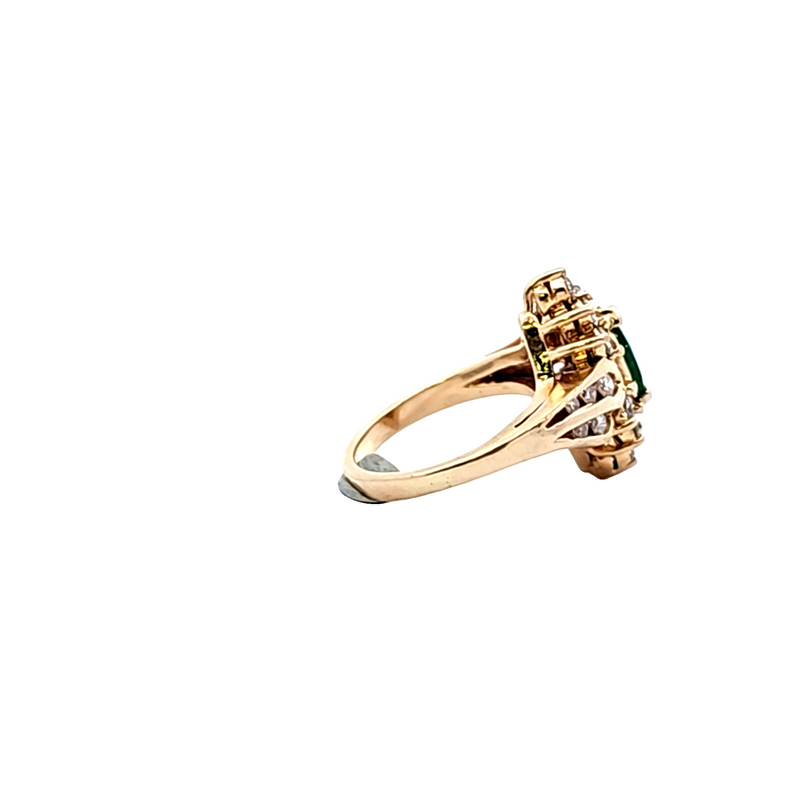 14K YG Emerald & Diamond Ring