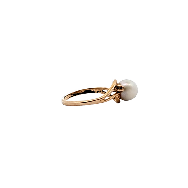 14K YG Pearl & Diamond Rin