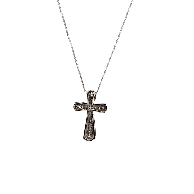 10K WG Diamond Cross with 18" Chain