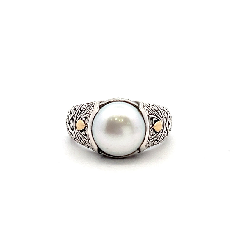 Sterling Silver & 18K YG Pearl Ring