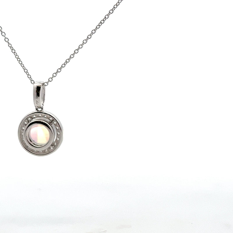 14K WG Moonstone & Diamond Pendant