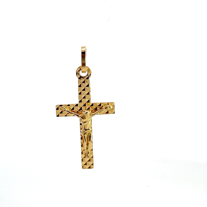 14K YG Diamond Cut Crucifix